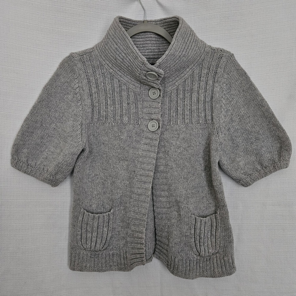 Express Womens Gray‎ Short Sleeve Cardigan Angora Wool Blend Sweater Medium